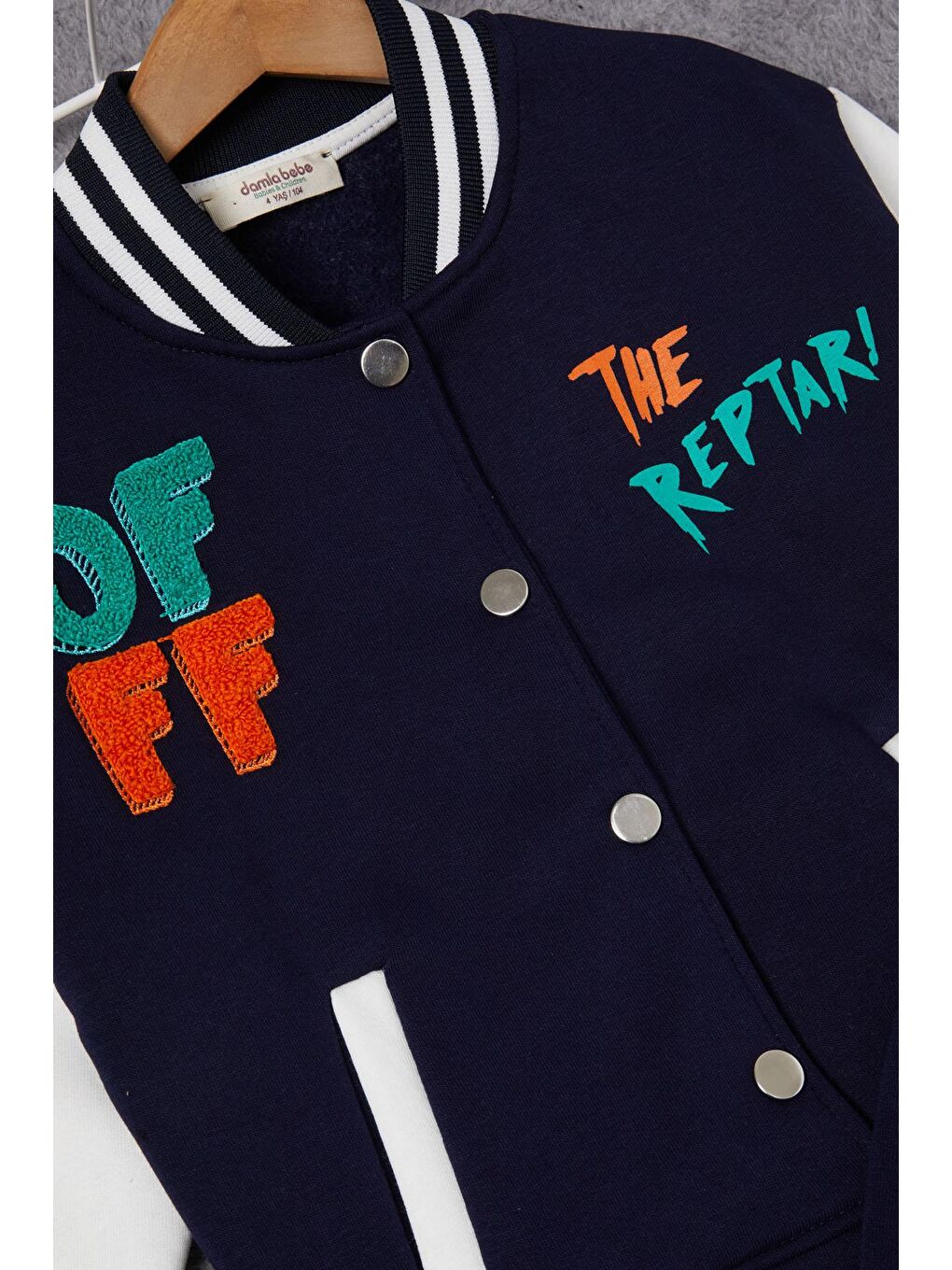 Lacivert Sırtı Baskılı Şardonlu Erkek Çocuk Kolej Eşofman Takımı 17100-2