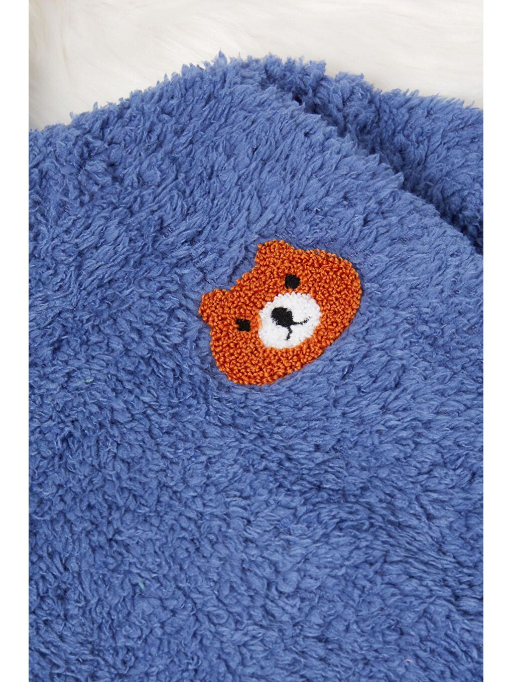 Lacivert Ayıcık Nakışlı Erkek Bebek Pelüş Eşofman Takımı 17162-1