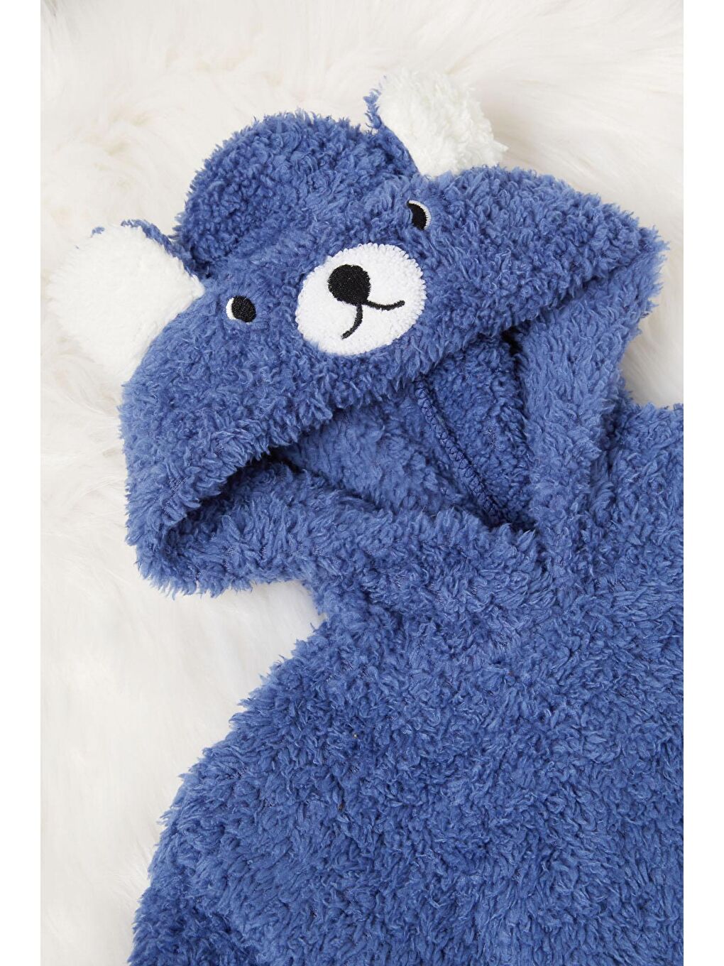 Lacivert Ayıcık Nakışlı Erkek Bebek Pelüş Eşofman Takımı 17162-2