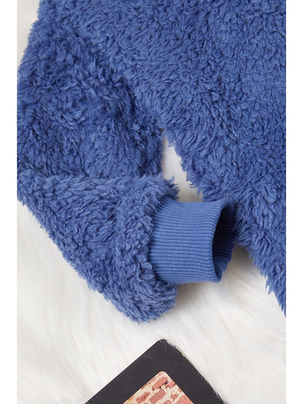 Lacivert Ayıcık Nakışlı Erkek Bebek Pelüş Eşofman Takımı 17162-3