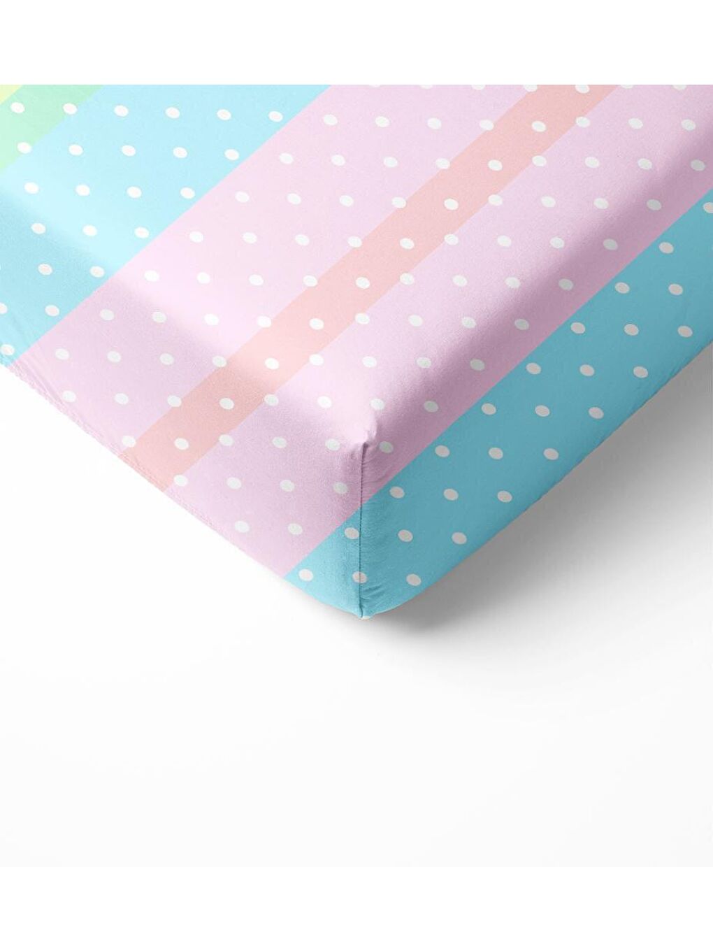 Karışık Renkli Puantiye Desen Baskılı Bebek Boy Lastikli Çarşaf Seti 60x120 cm-1