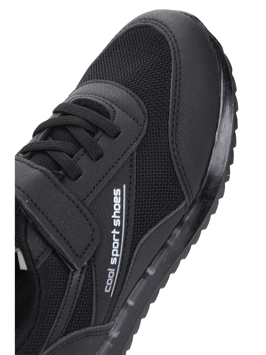 Siyah İron Işıklı Cırtlı Kız/Erkek Çocuk Spor Ayakkabı-5