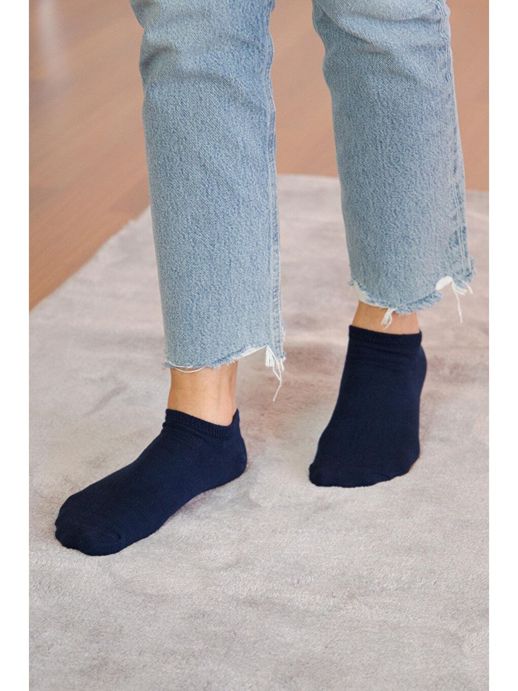 Bross 6lı Desensiz Bambu Kadın Lacivert Patik Çorap
