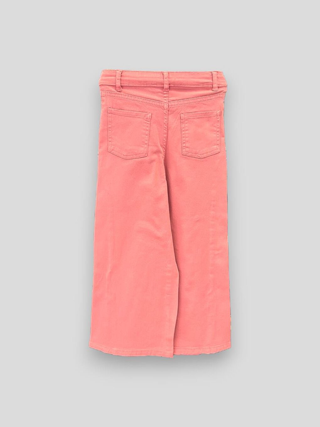 Pembe Kız Çocuk Çizgili Renkli Yırtmaçlı Jean Pantolon-1