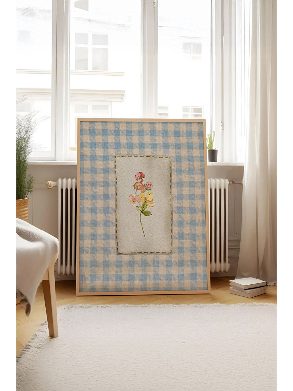 Beyaz Tek Parça Gerçek Ham Ahşap Çerçeveli Tablo - Model 23 - ARTSMDFTEK23-5070-1