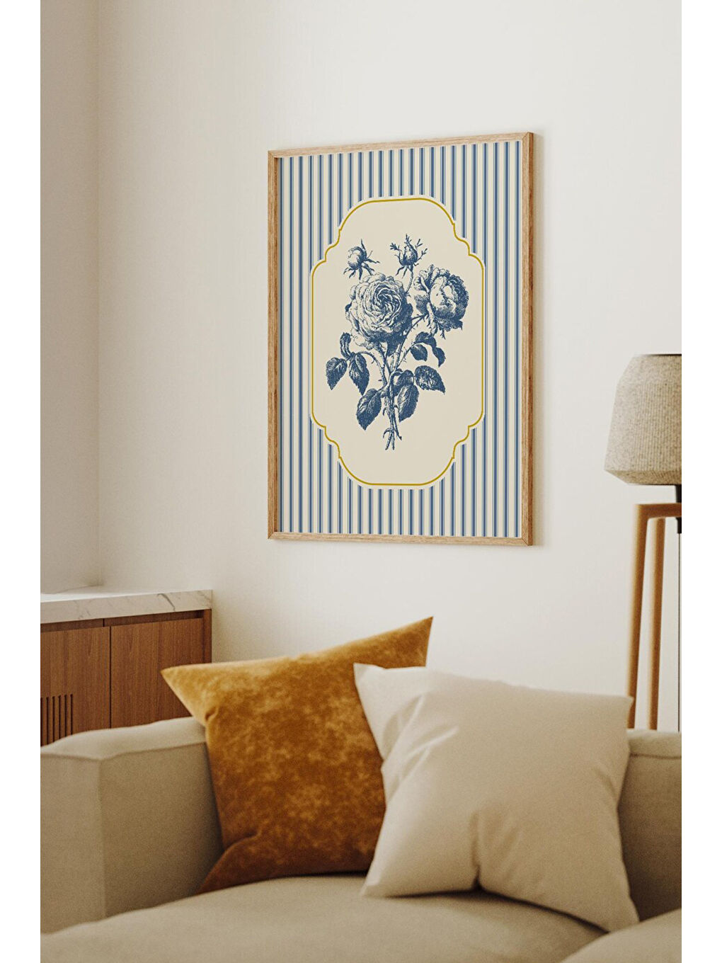 Beyaz Tek Parça Gerçek Ham Ahşap Çerçeveli Tablo - Model 27 - ARTSMDFTEK27-3348-1