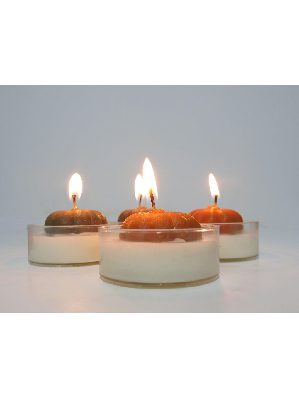 Missi Haki Balkabağı Kabartmalı 4 Adet Maxi Tealight Mum Seti - 1