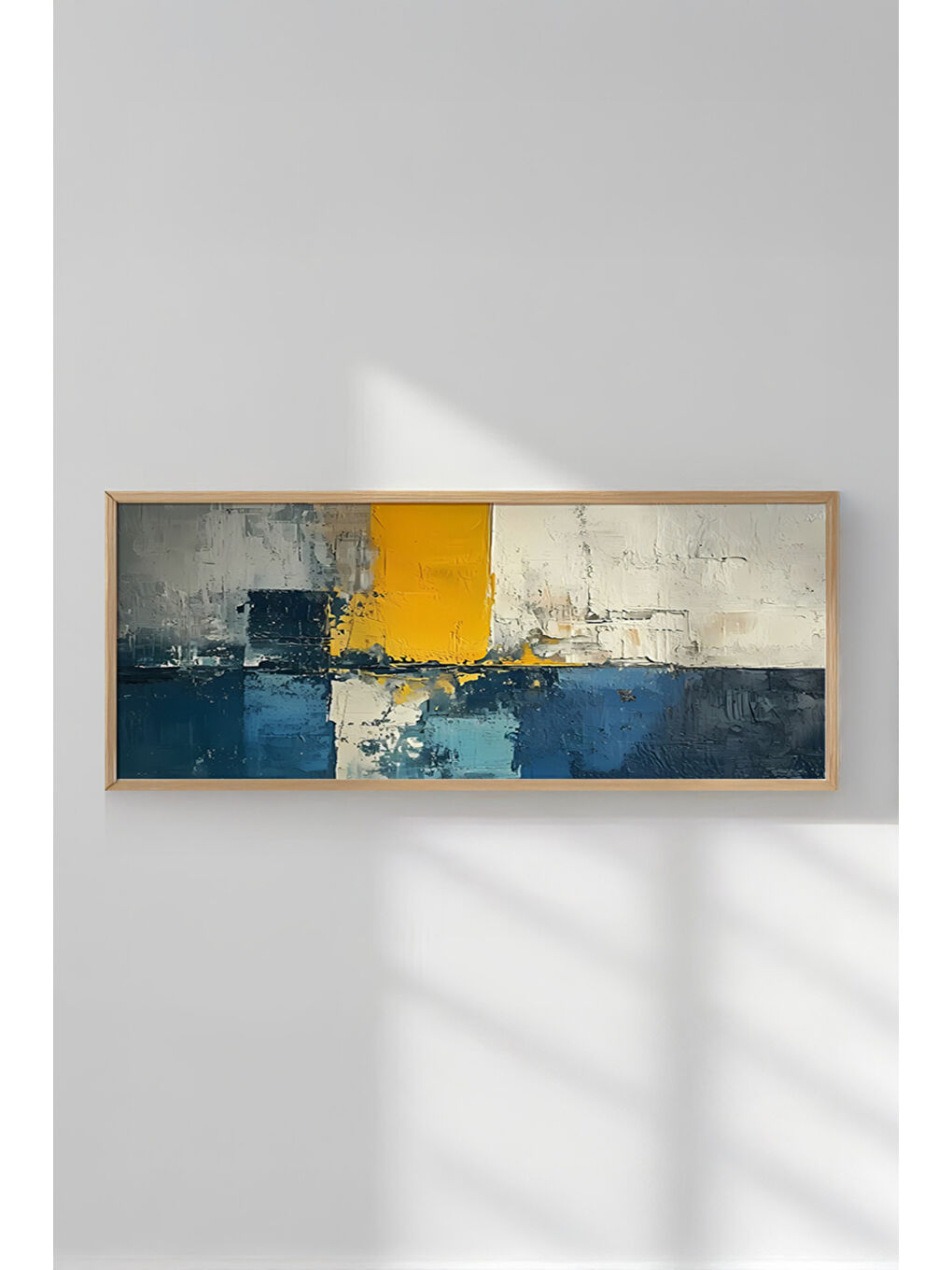 Beyaz Tek Parça Gerçek Ham Ahşap Yatay Panorama Çerçeveli Tablo - Model 14 - 50 x 120-3