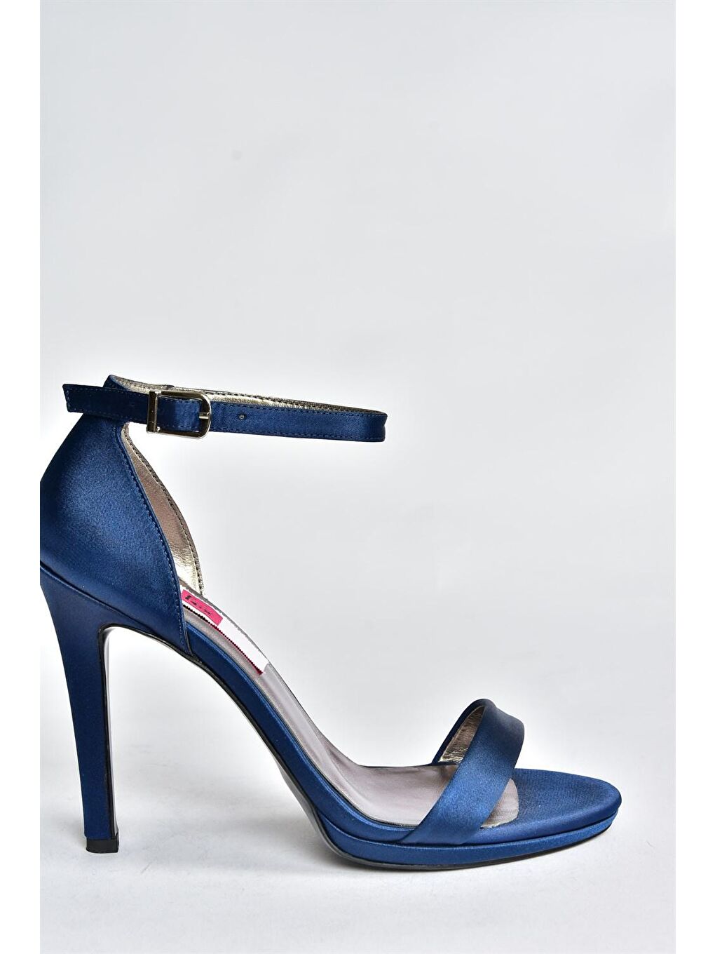 Lacivert Saten Kumaş İnce Bantlı Kadın Topuklu Abiye Ayakkabı M348072404-2