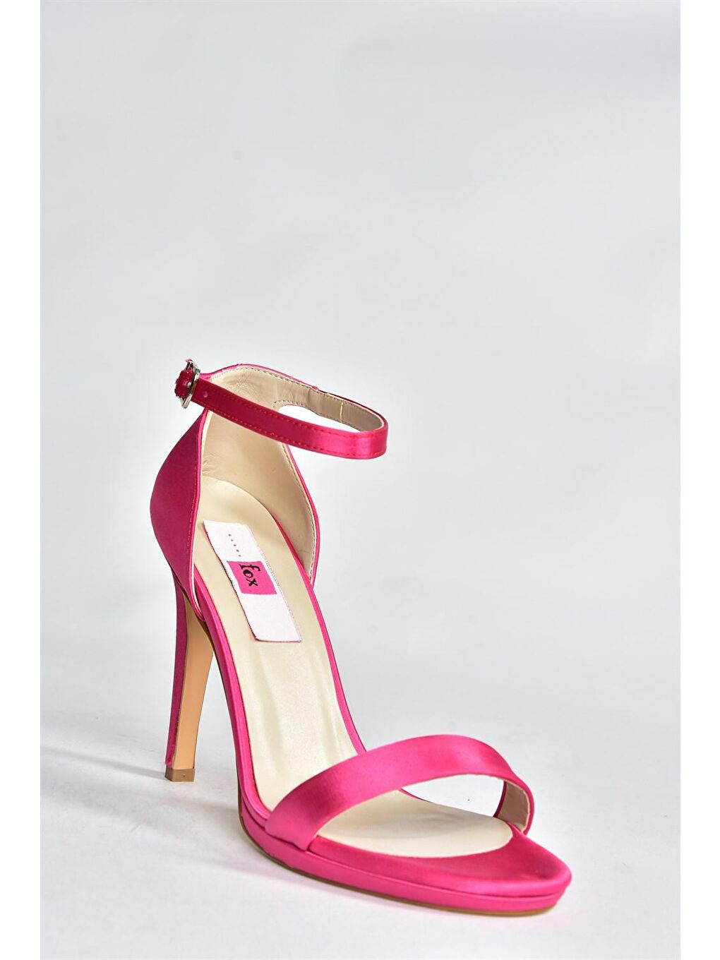 Fuşya Saten Kumaş İnce Bantlı Kadın Topuklu Abiye Ayakkabı M348072404-2