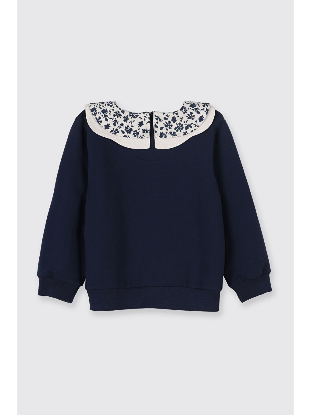 Kız Bebek Yaka Detaylı Lacivert Sweatshirt-1