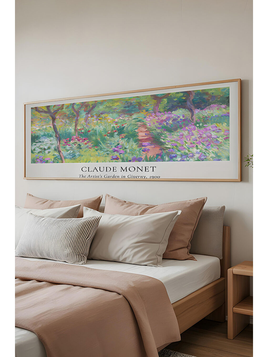 Beyaz Tek Parça Gerçek Ham Ahşap Yatay Panorama Çerçeveli Tablo - Model 24 - 33 x 70-2