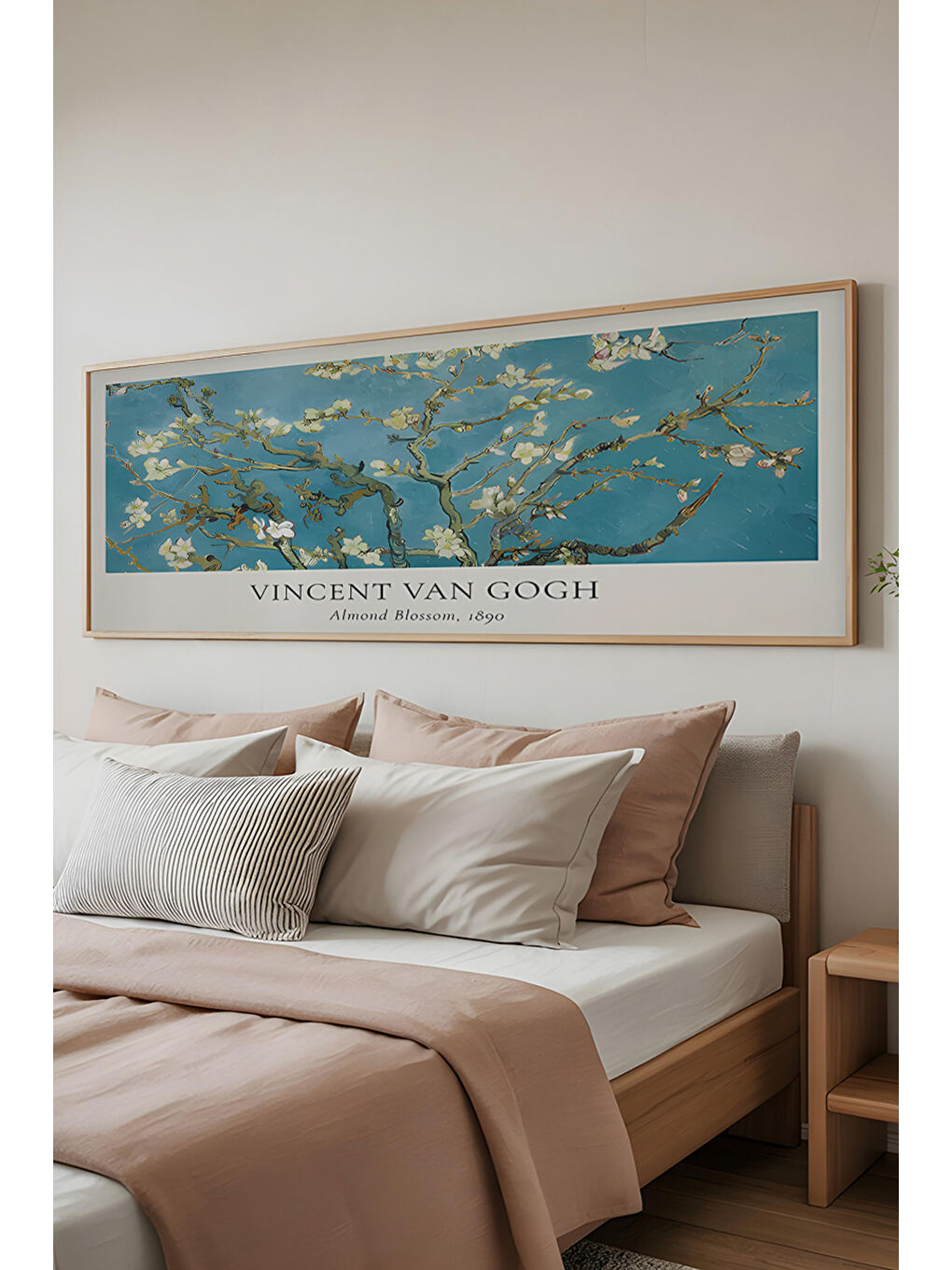 Beyaz Tek Parça Gerçek Ham Ahşap Yatay Panorama Çerçeveli Tablo - Model 31 - 33 x 70-3