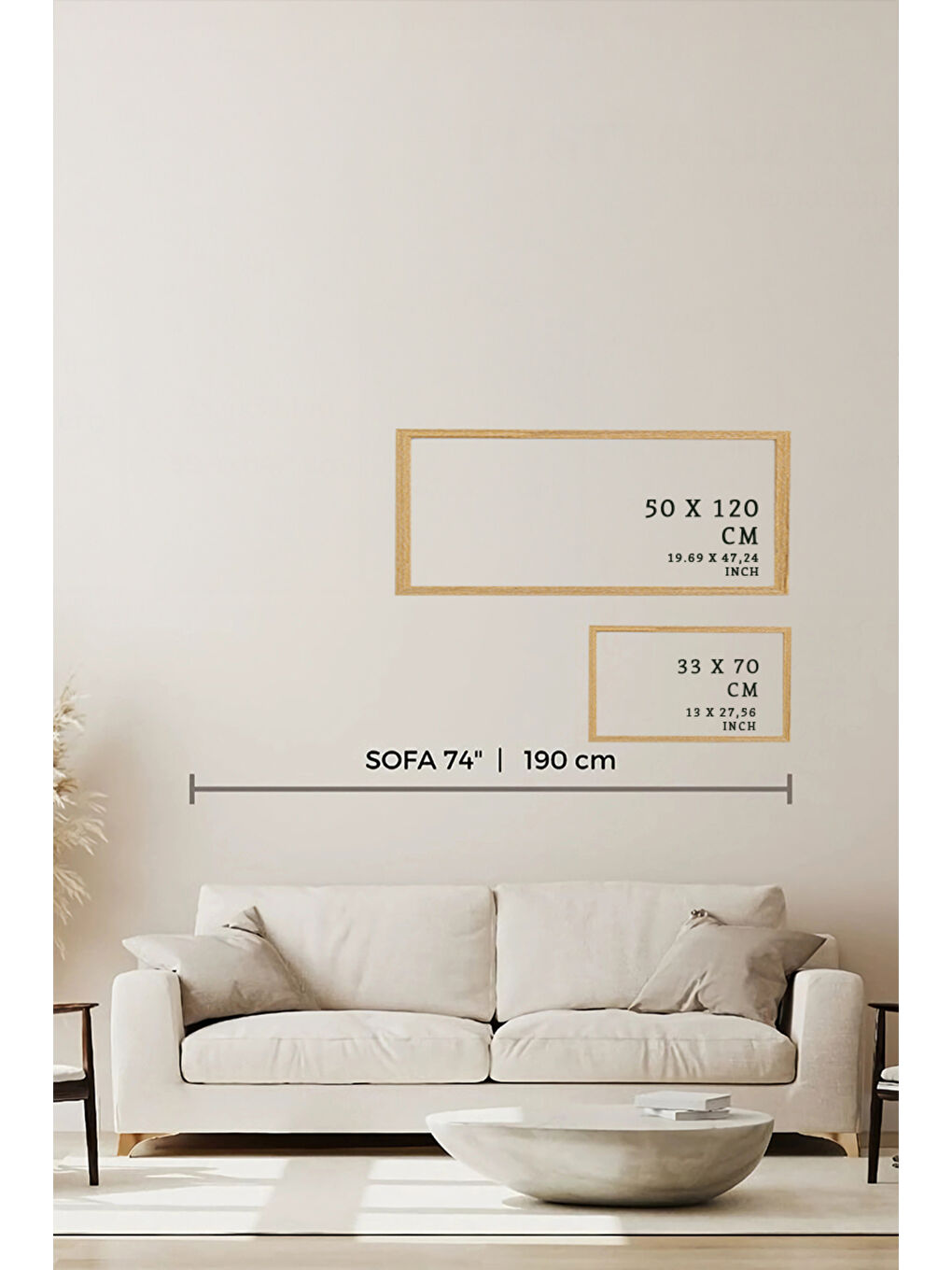 Beyaz Tek Parça Gerçek Ham Ahşap Yatay Panorama Çerçeveli Tablo - Model 31 - 33 x 70-4