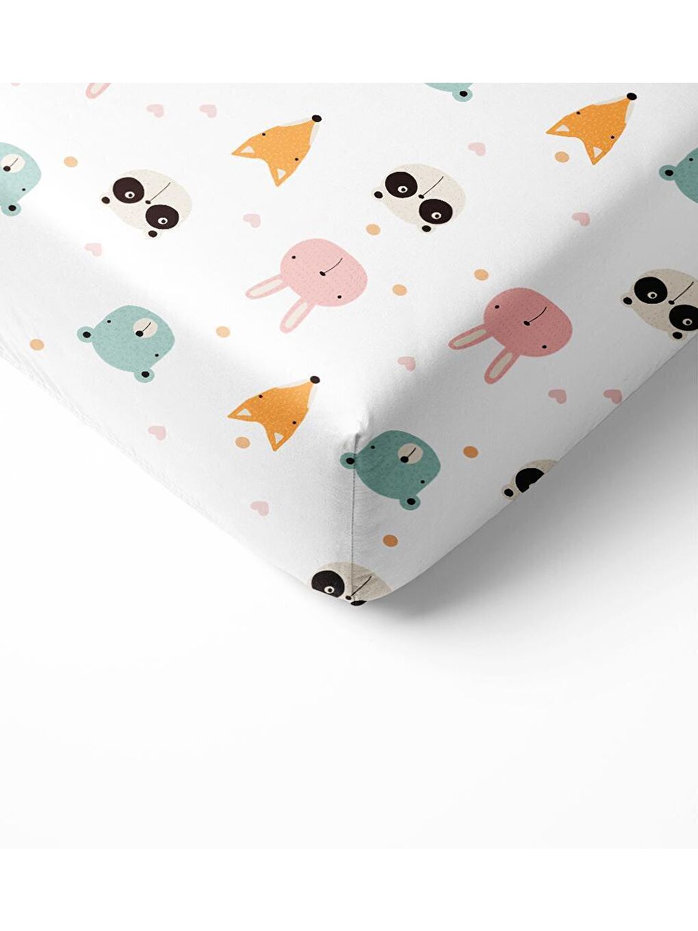 Karışık Tavşan Ayı Desen Baskılı Bebek Boy Lastikli Çarşaf Seti 60x120 cm-1