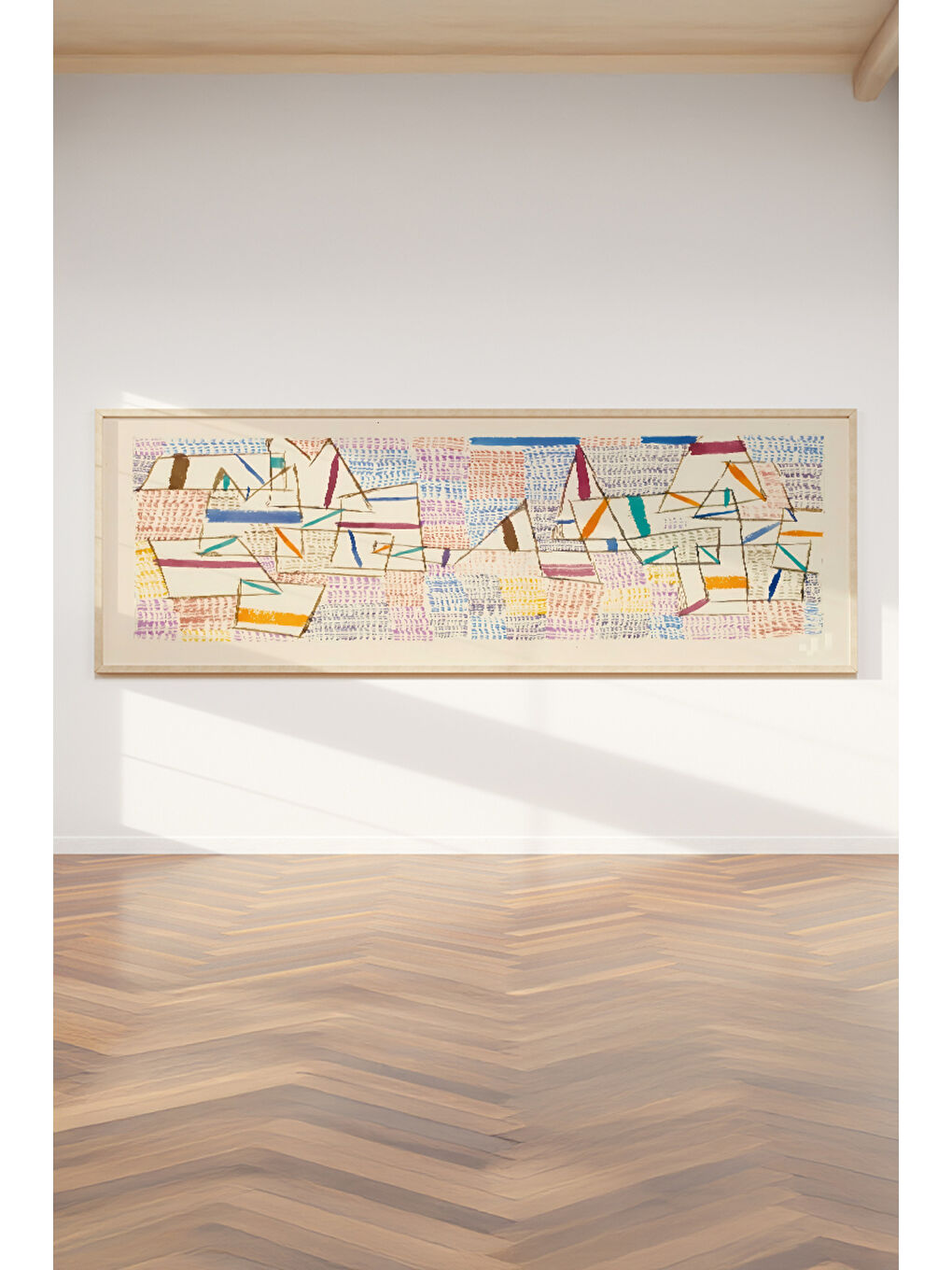 Beyaz Tek Parça Gerçek Ham Ahşap Yatay Panorama Çerçeveli Tablo - Model 3 - 33 x 70-1