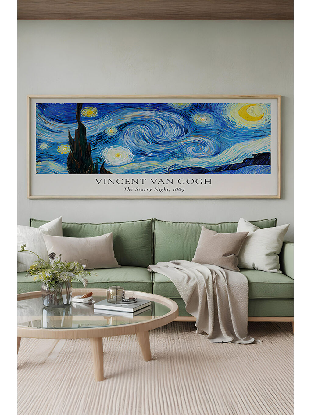 Beyaz Tek Parça Gerçek Ham Ahşap Yatay Panorama Çerçeveli Tablo - Model 33 - 50 x 120-1