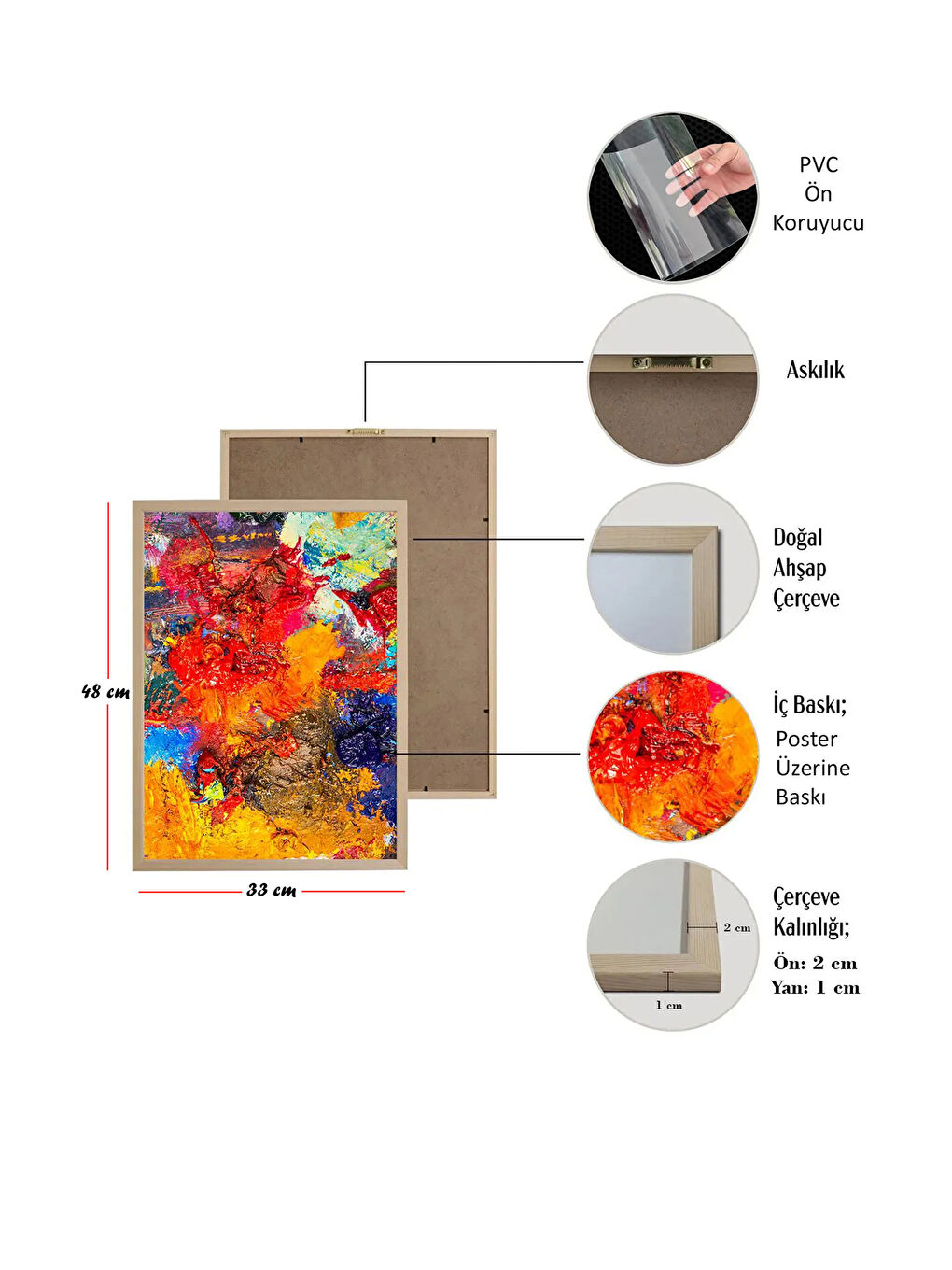 Beyaz 3 Parça Gerçek Ahşap Çerçeveli Tablo Seti - ARTSYCERCEVE5-1