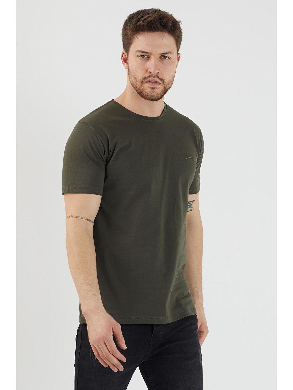 SANDER KTN Erkek %100 Pamuk Tişört Haki-1