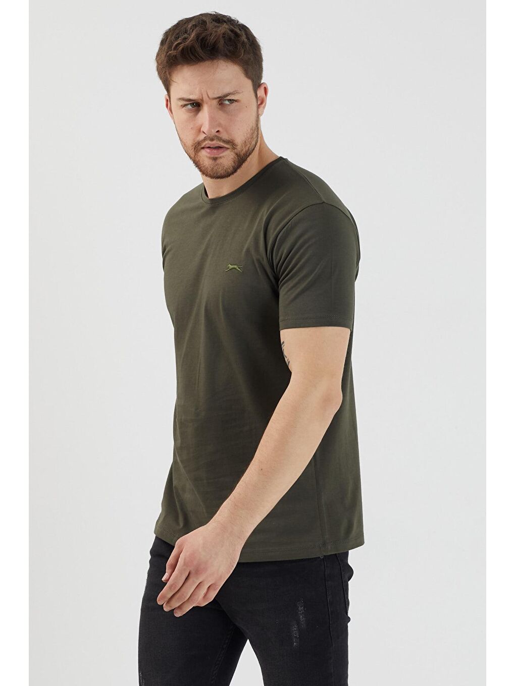 SANDER KTN Erkek %100 Pamuk Tişört Haki-2