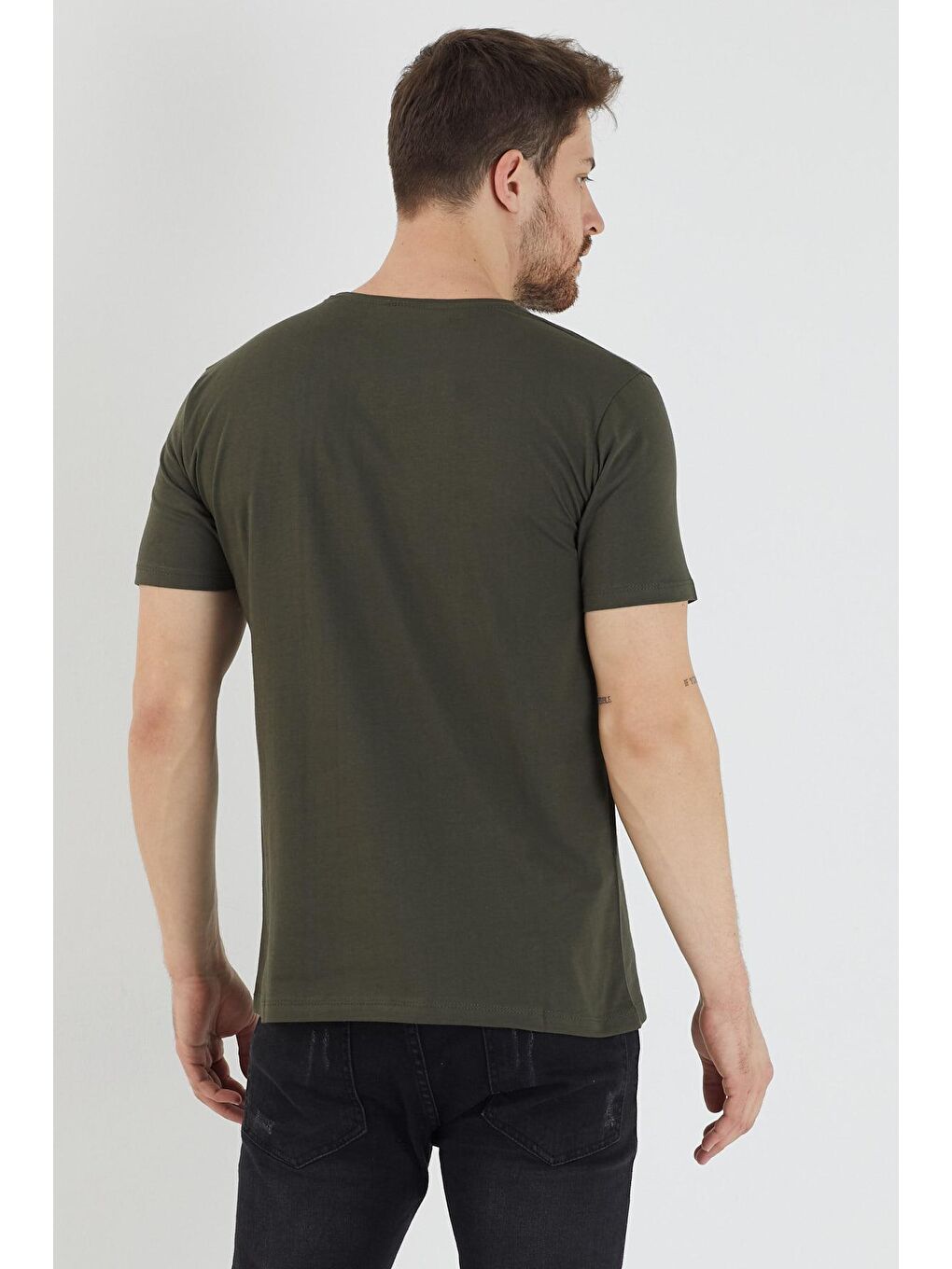 SANDER KTN Erkek %100 Pamuk Tişört Haki-3