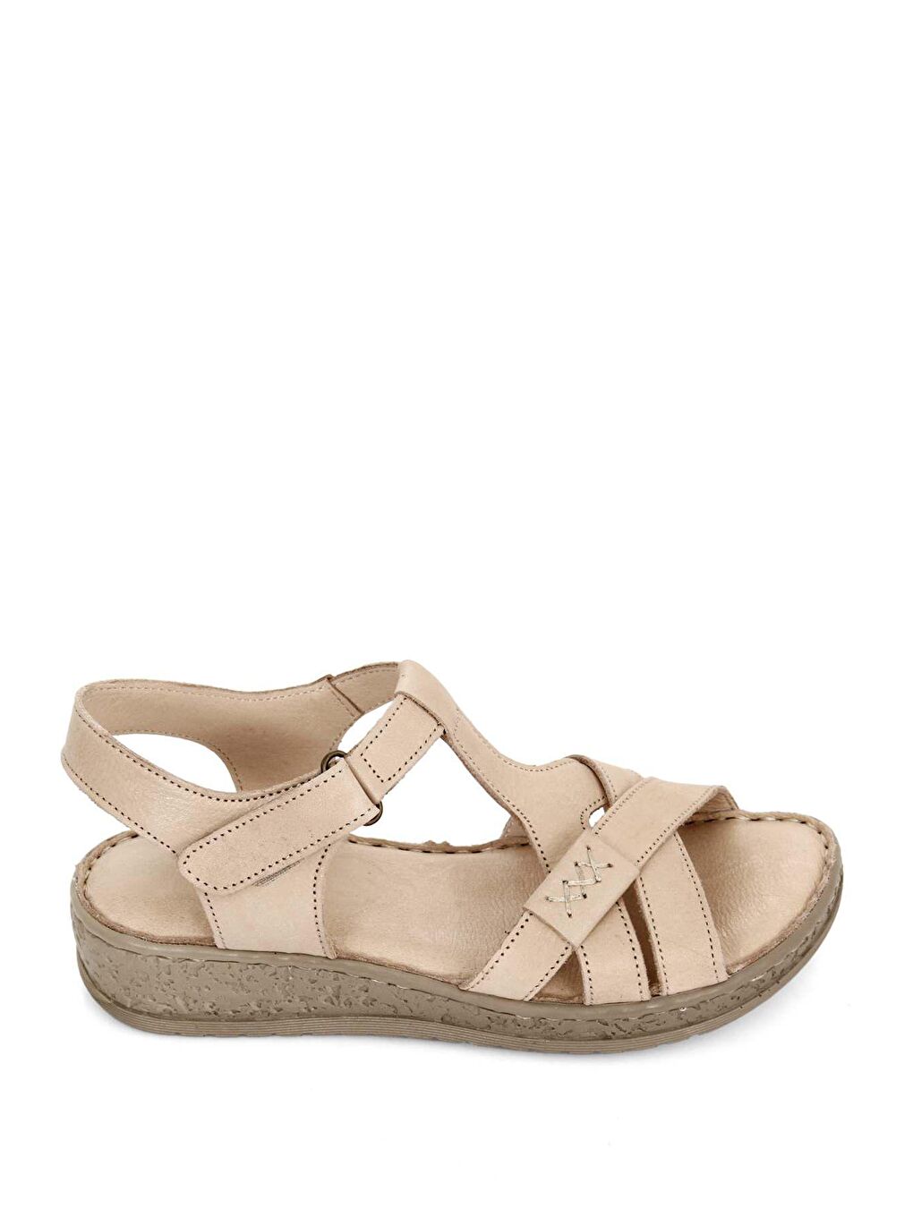 Siyah Hakiki Deri Dolgu Taban Sandalet 45711-1