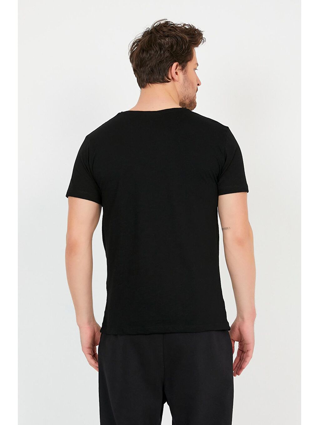 SANDER KTN Erkek Kısa Kol %100 Pamuk Tişört Siyah-2