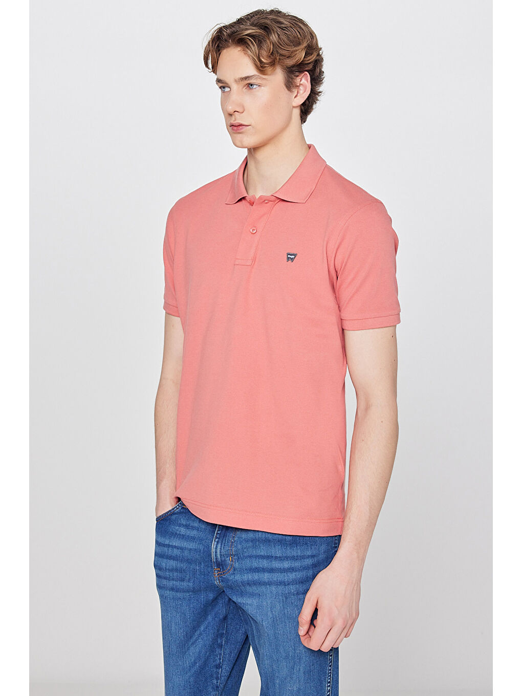 Pembe Regular Fit Polo Yaka %100 Pamuk Gül Kurusu Tişört-1