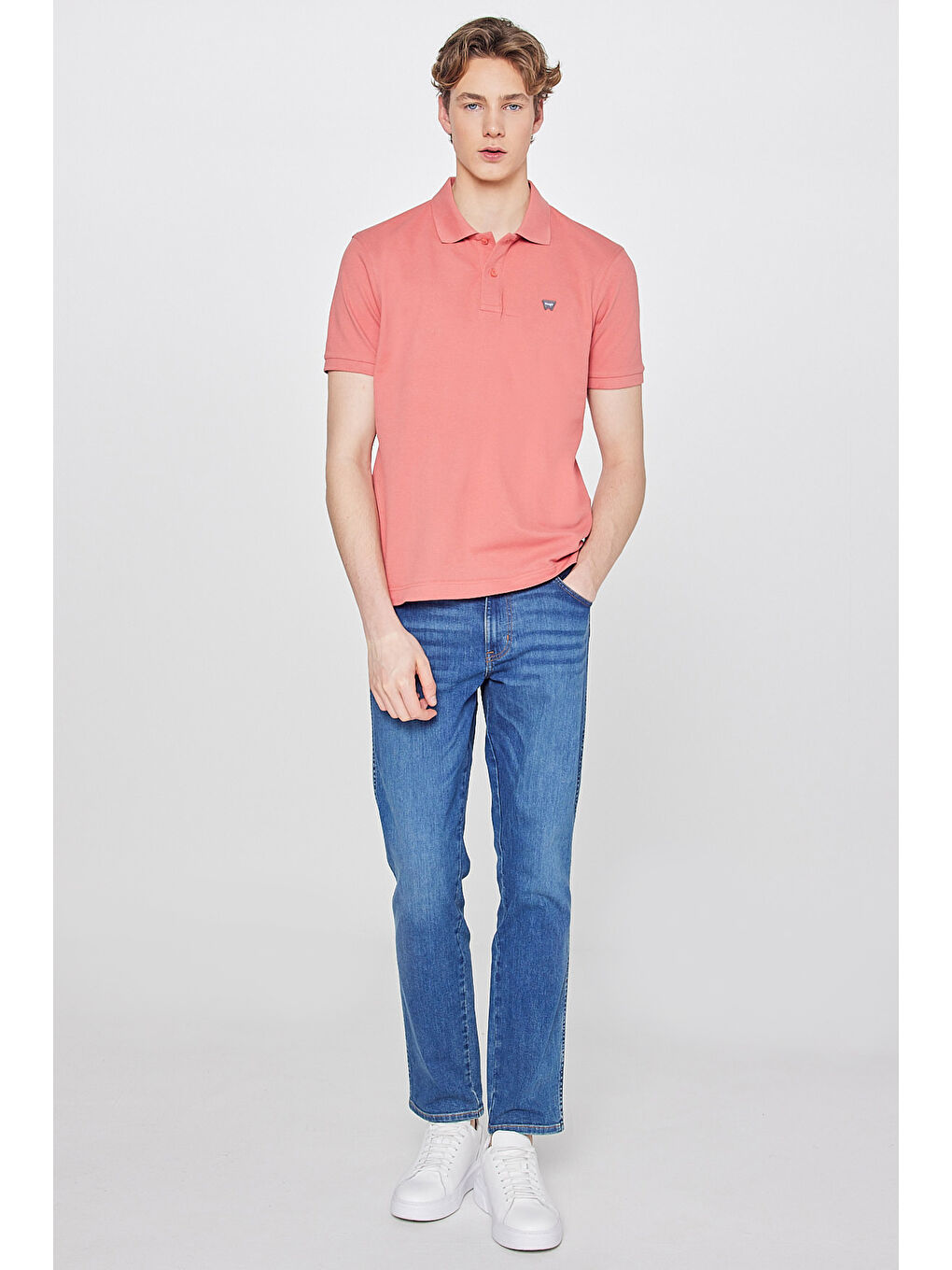 Pembe Regular Fit Polo Yaka %100 Pamuk Gül Kurusu Tişört-2