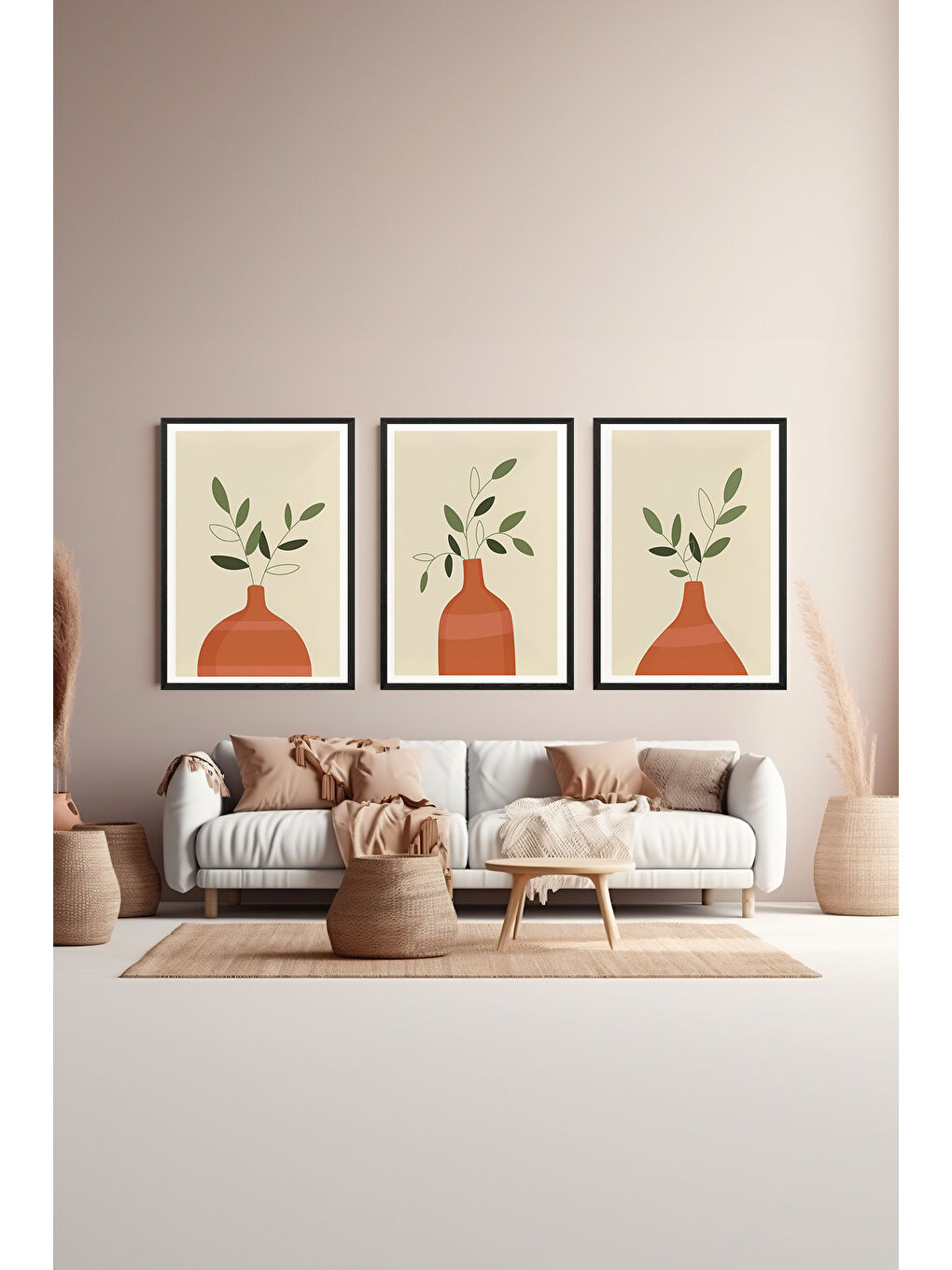 Beyaz 3 Parça Çerçeve Görünümlü Mdf Tablo Seti - ARTSYCLLCT20-3348