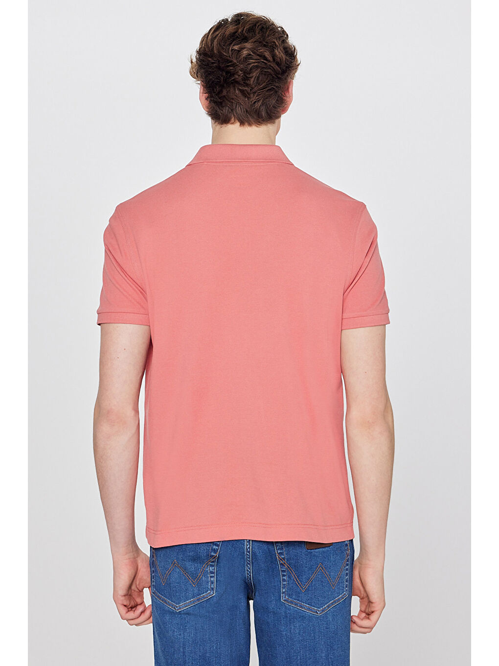 Pembe Regular Fit Polo Yaka %100 Pamuk Gül Kurusu Tişört-4