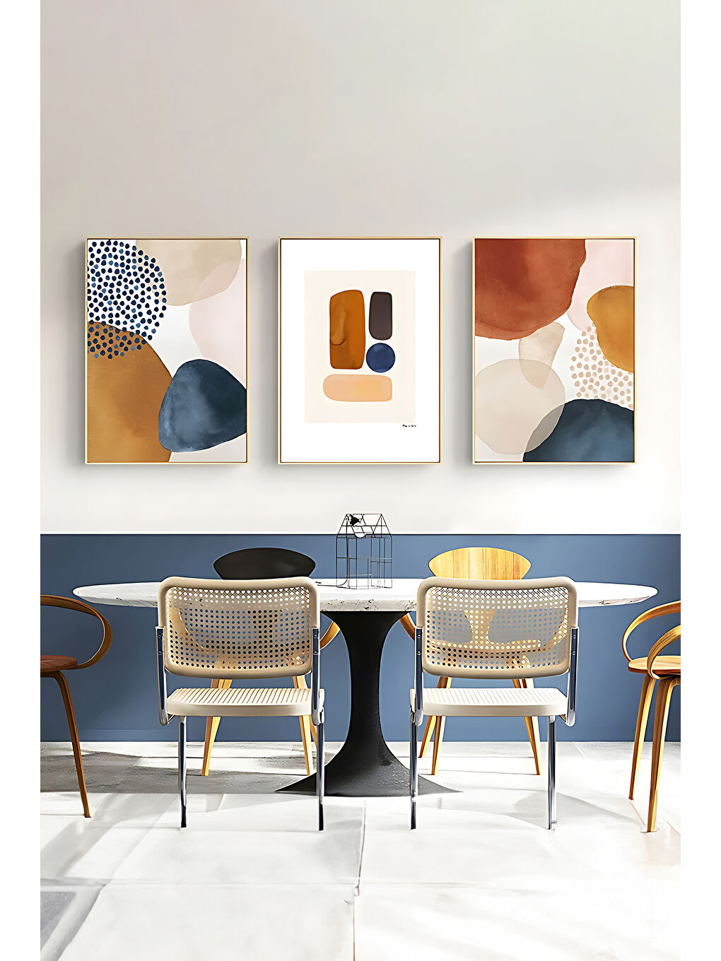 Beyaz 3 Parça Çerçeve Görünümlü Mdf Tablo Seti - ARTSYCLLCT2-3348