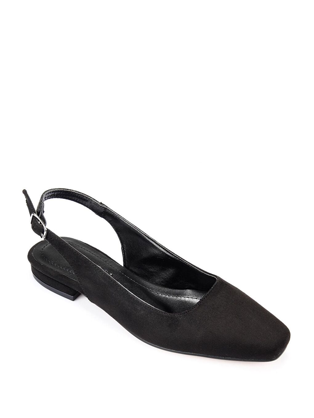 Siyah Küt Burun Kısa Kalın Topuklu Arkası Açık Kadın Babet 35711-4