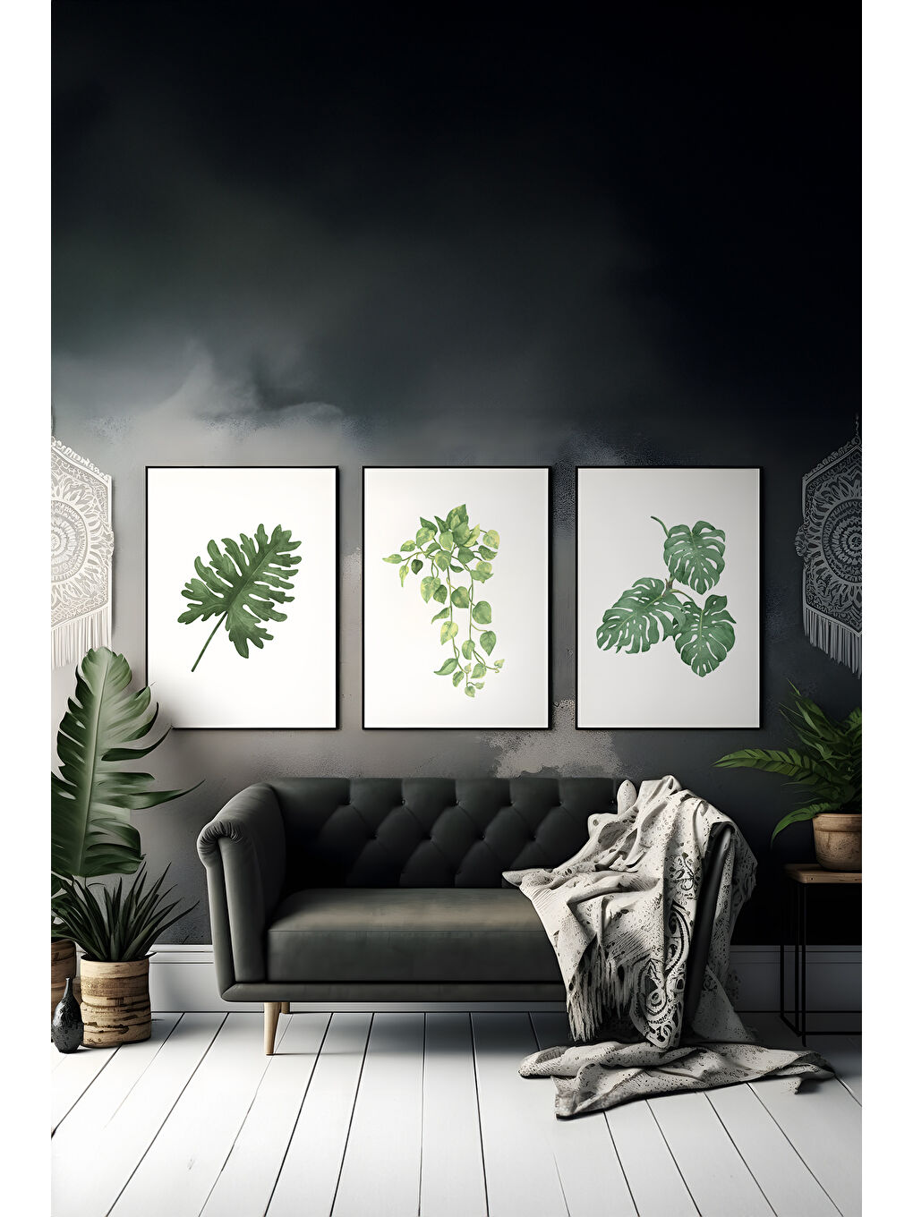 Beyaz 3 Parça Çerçeve Görünümlü Mdf Tablo Seti - ARTSYCLLCT27-2030