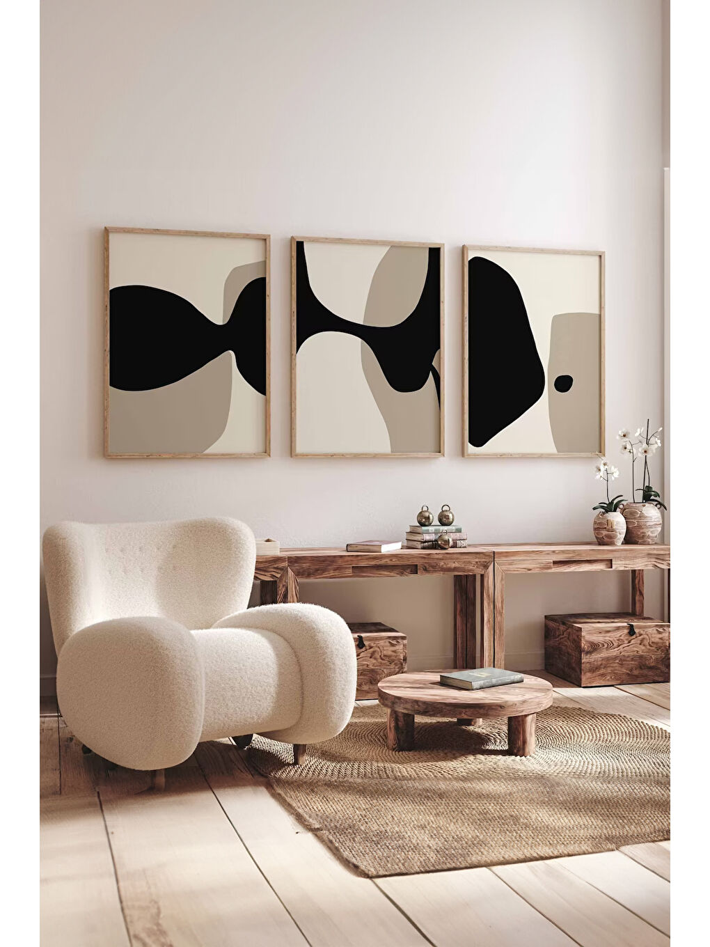 Beyaz 3 Parça Çerçeve Görünümlü Mdf Tablo Seti - ARTSYCLLCT35-2030
