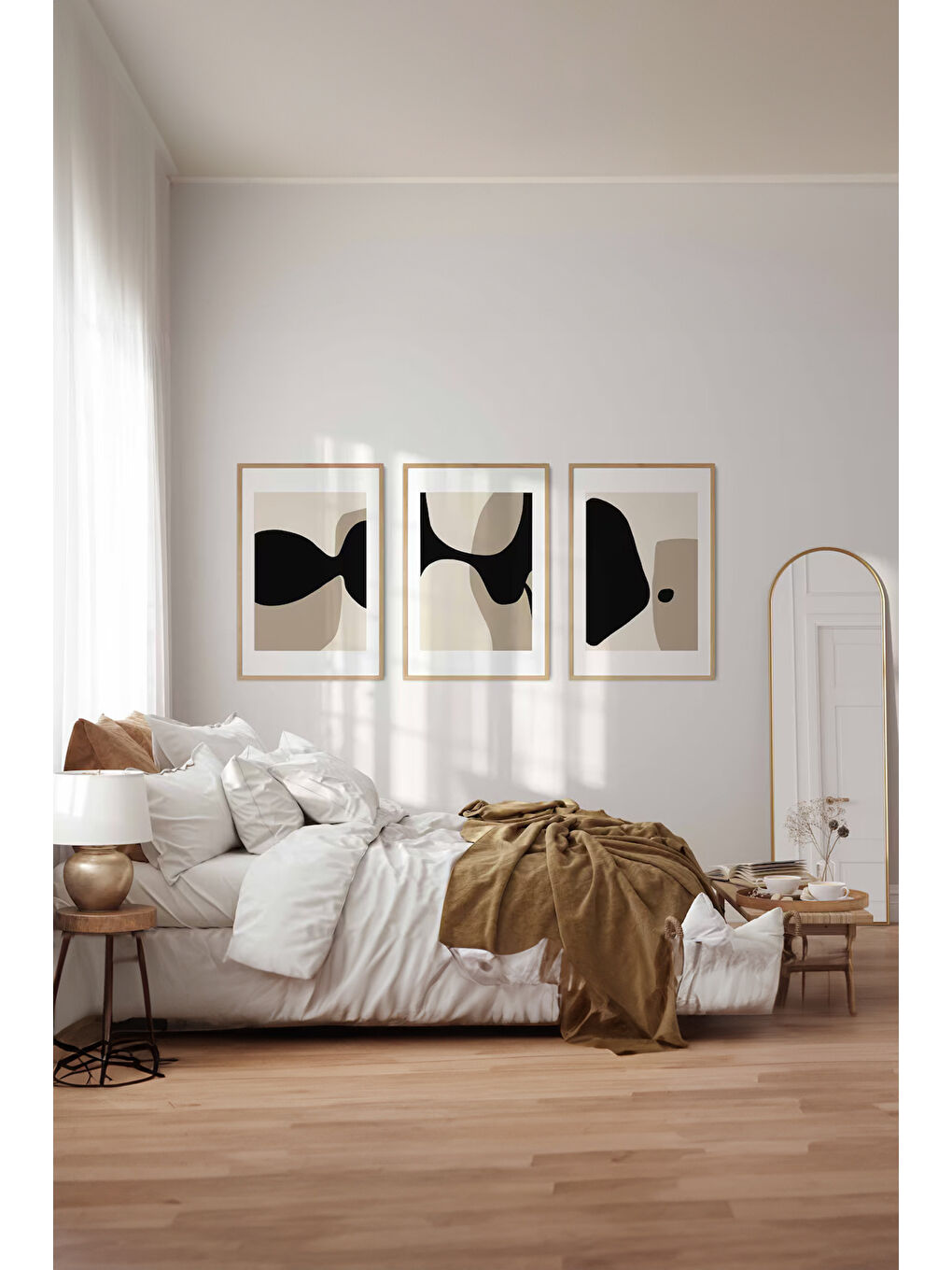 Beyaz 3 Parça Çerçeve Görünümlü Mdf Tablo Seti - ARTSYCLLCT35-2030-1