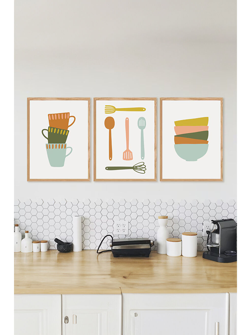 Beyaz 3 Parça Çerçeve Görünümlü Mdf Tablo Seti - ARTSYCLLCT39-1520