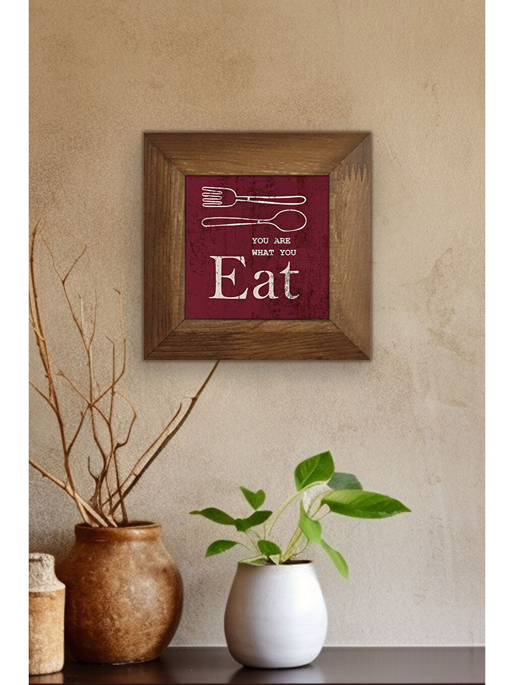 Beyaz Masif Ahşap Çerçeveli Taş Tablo Pano 15,5 x 15,5 cm - ARTVESSAKARO16