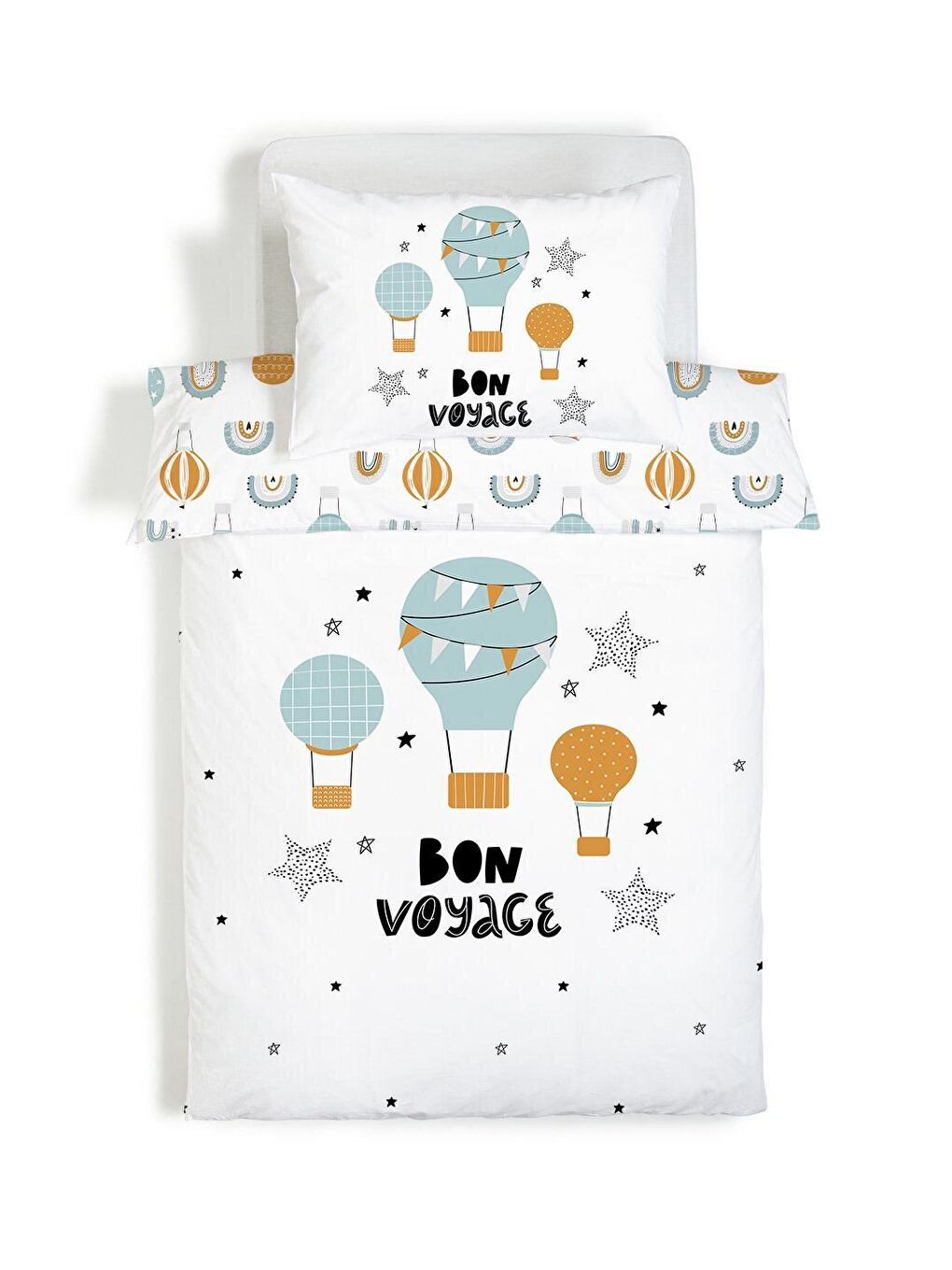 Karışık Uçan Balon desen çift taraf baskılı tek kişilik/çocuk nevresim seti  160x220 cm-2