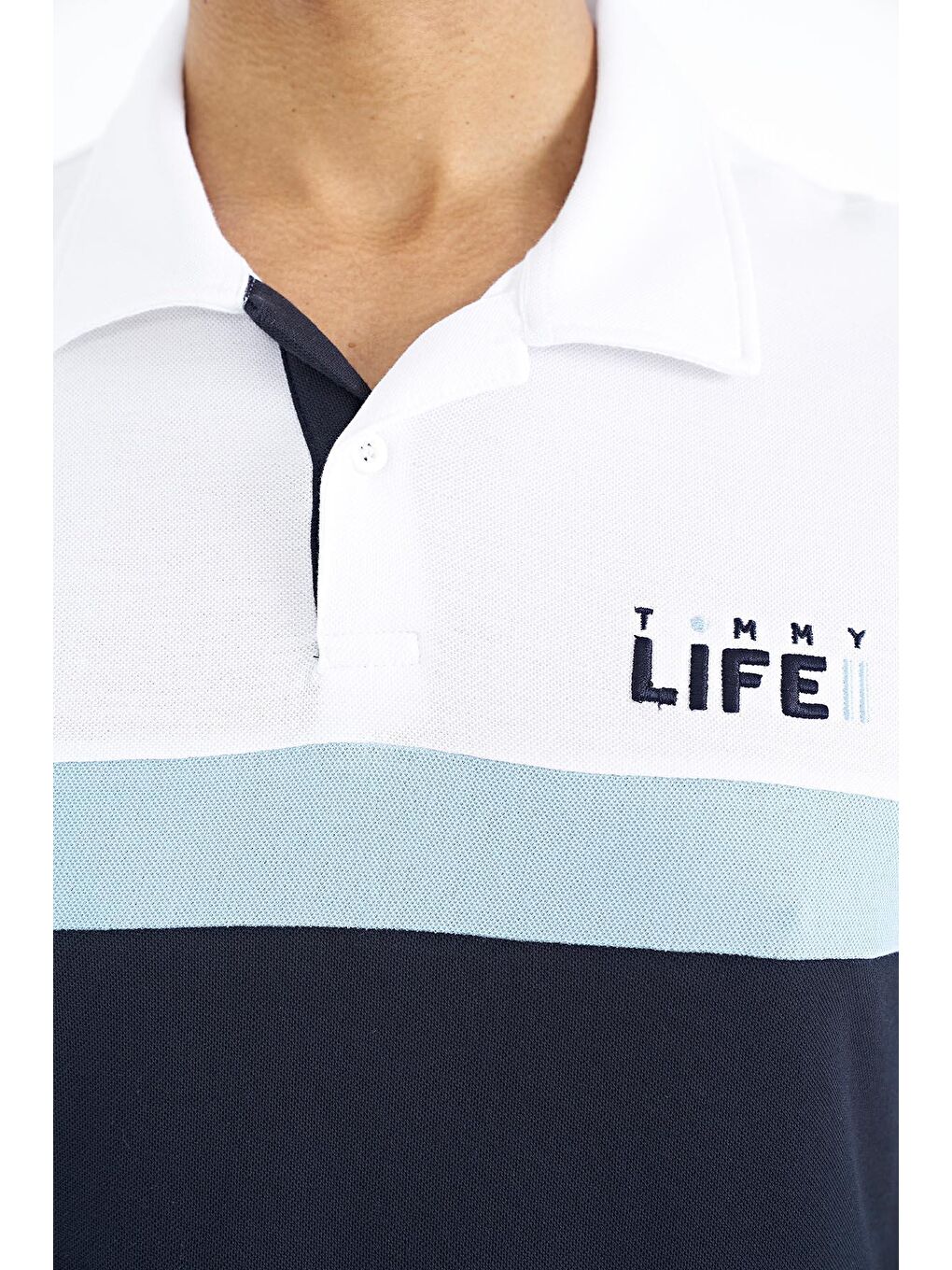 TOMMYLIFE Lacivert Renk Geçişli Polo Yaka Standart Kalıp Erkek T-shirt - 88238 - 1