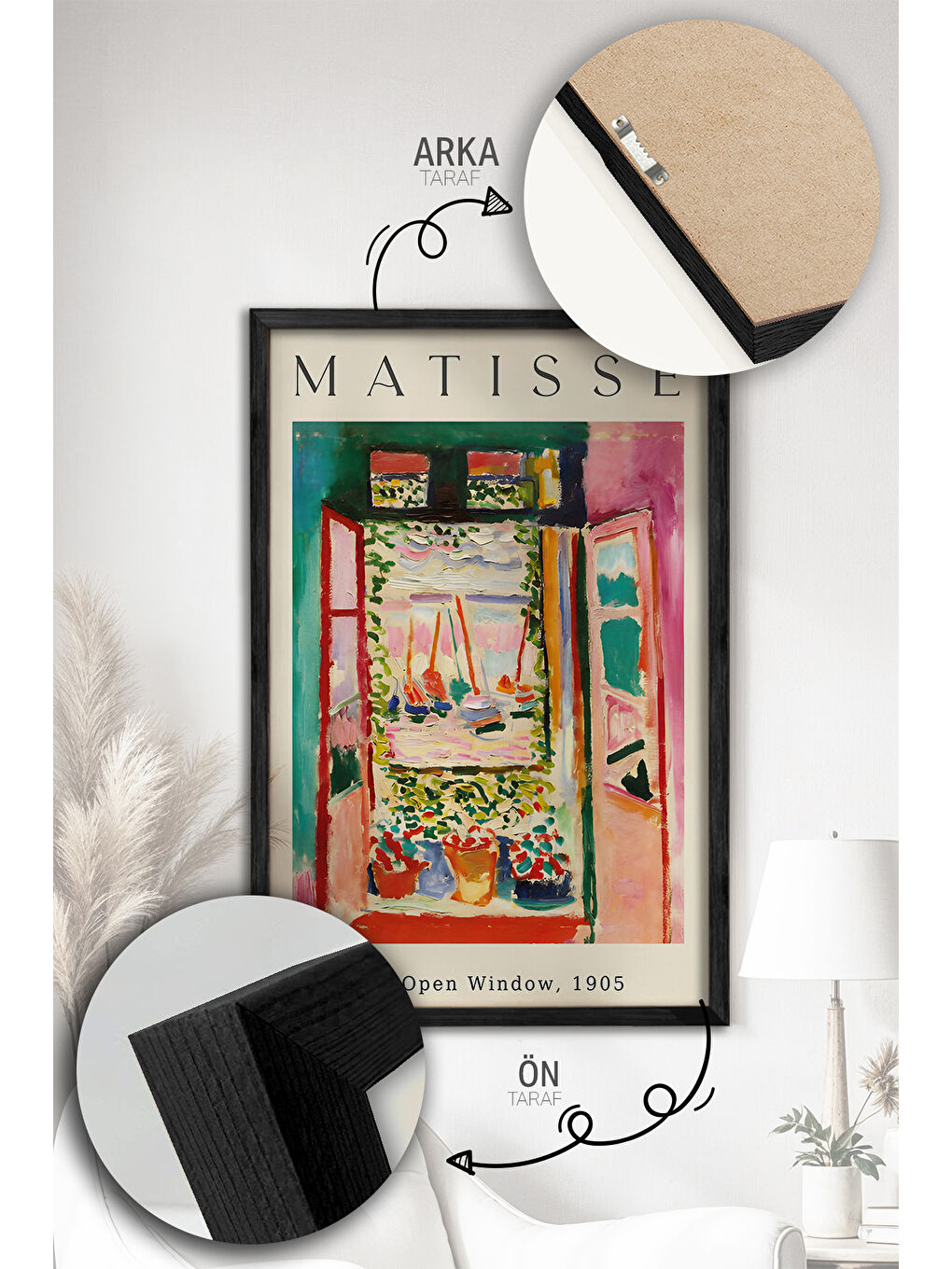 Beyaz 3 Parça Gerçek Ahşap Renkli Çerçeveli Tablo Seti - Model 23 - ARTVMODEL23-SIYAH-1