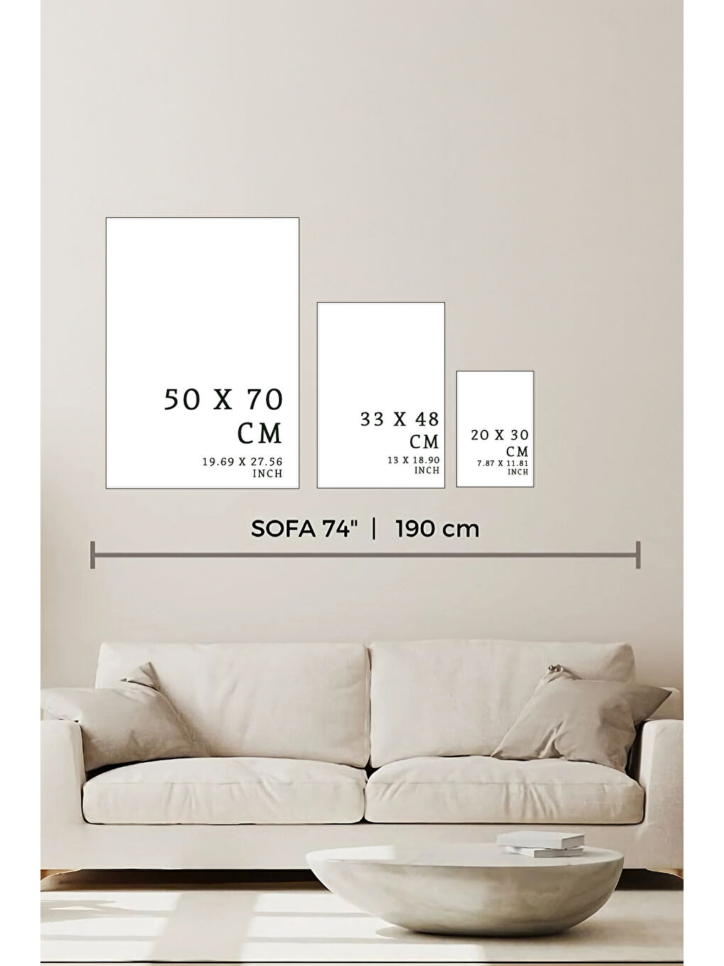 Beyaz 3 Parça Gerçek Ham Ahşap Çerçeveli Tablo Seti - Model 11 - AVSS3LUMDL11-3348-3