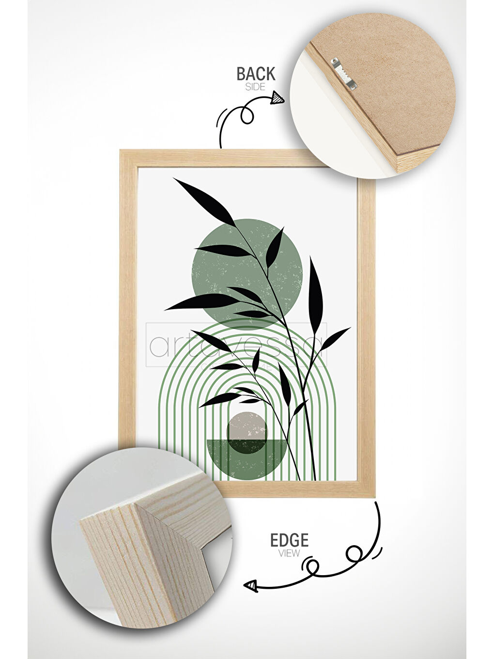 Beyaz 3 Parça Gerçek Ham Ahşap Çerçeveli Tablo Seti - Model 19 - AVSS3LUMDL19-5070-2