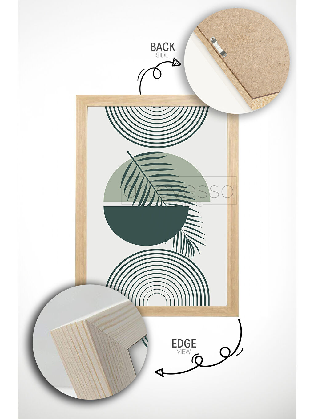 Beyaz 3 Parça Gerçek Ham Ahşap Çerçeveli Tablo Seti - Model 3 - AVSS3LUMDL3-3348-2