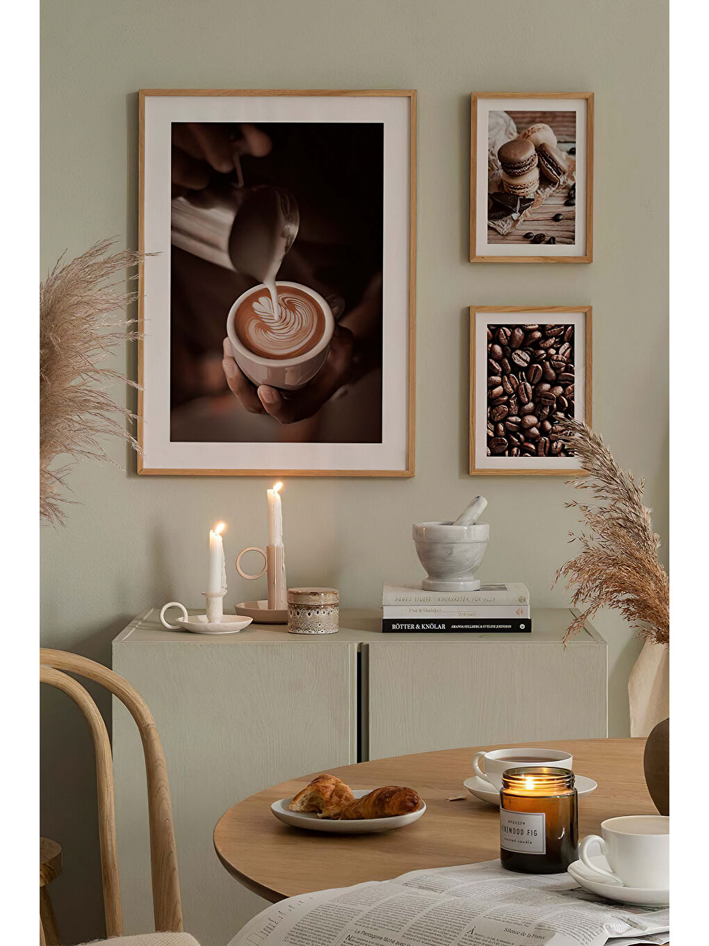 Beyaz 3 Parça Ahşap Çerçeve Görünümlü Mdf Tablo Seti - CRCVSZARTEVESSASTKO4