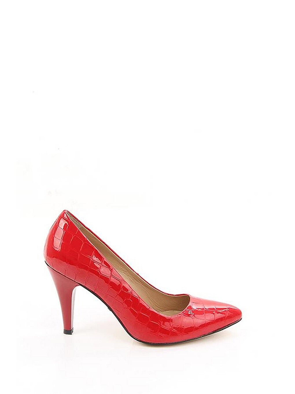 Kırmızı Hakiki Deri Sivri Burun İnce Yüksek Topuklu Stiletto Kadın Ayakkabı 22354-1
