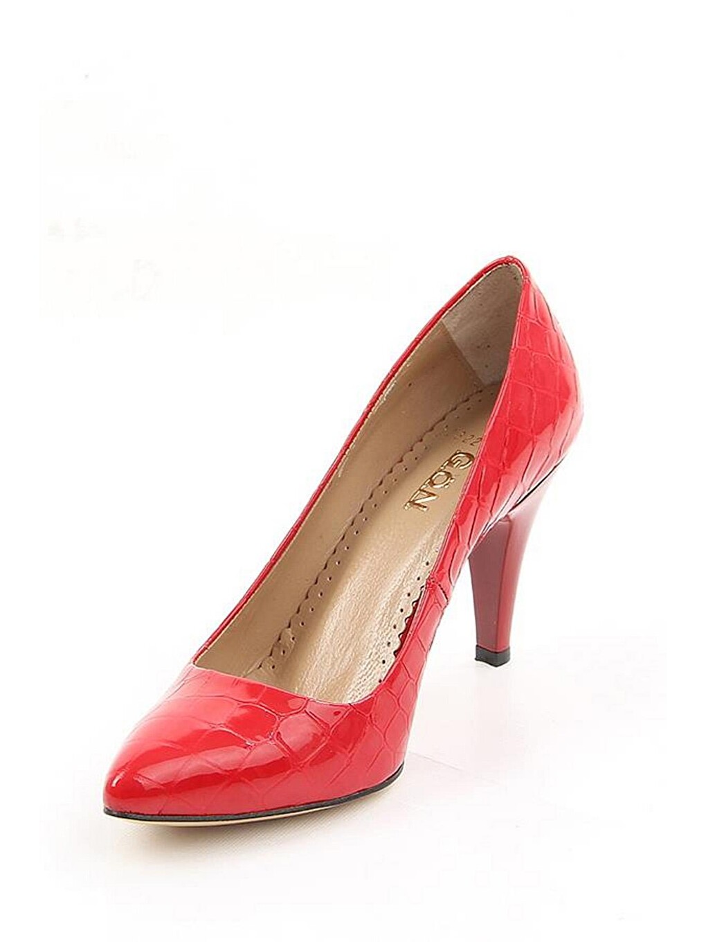 Kırmızı Hakiki Deri Sivri Burun İnce Yüksek Topuklu Stiletto Kadın Ayakkabı 22354-2