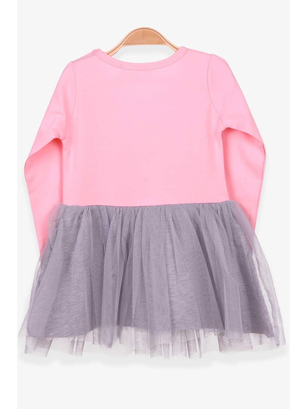 Pembe Kız Bebek Uzun Kollu Elbise Tavşan Baskılı Pudra (1.5-2 Yaş)-1