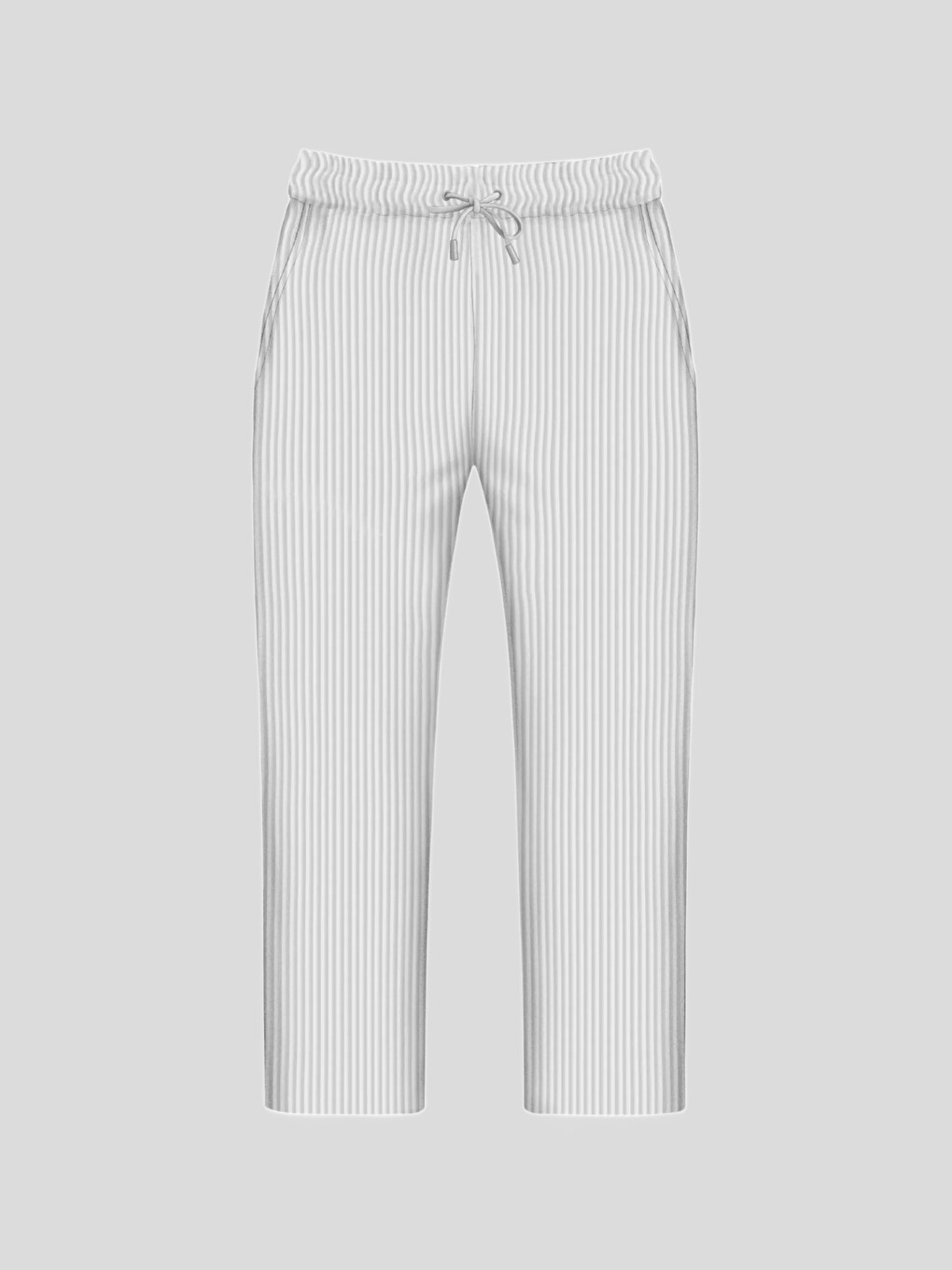 Oversize Fitilli Erkek Pantolon Beyaz