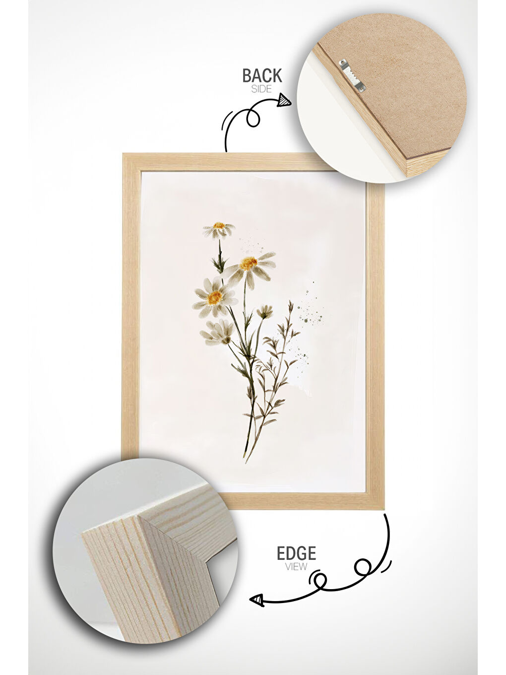 Beyaz 2 Parça Gerçek Ahşap Renkli Çerçeveli Tablo Seti - Model 14 - ERSY2LIMODEL14-AHSAP-1